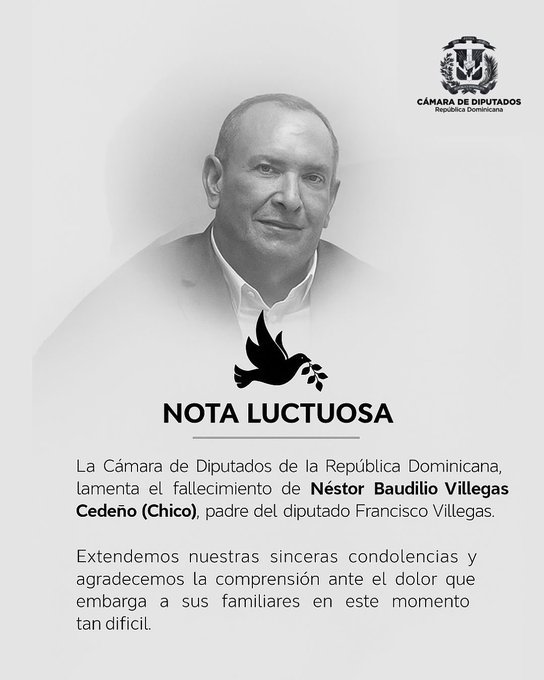 La Cámara de Diputados expresa condolencias al diputado Francisco Villegas por el fallecimiento de su padre